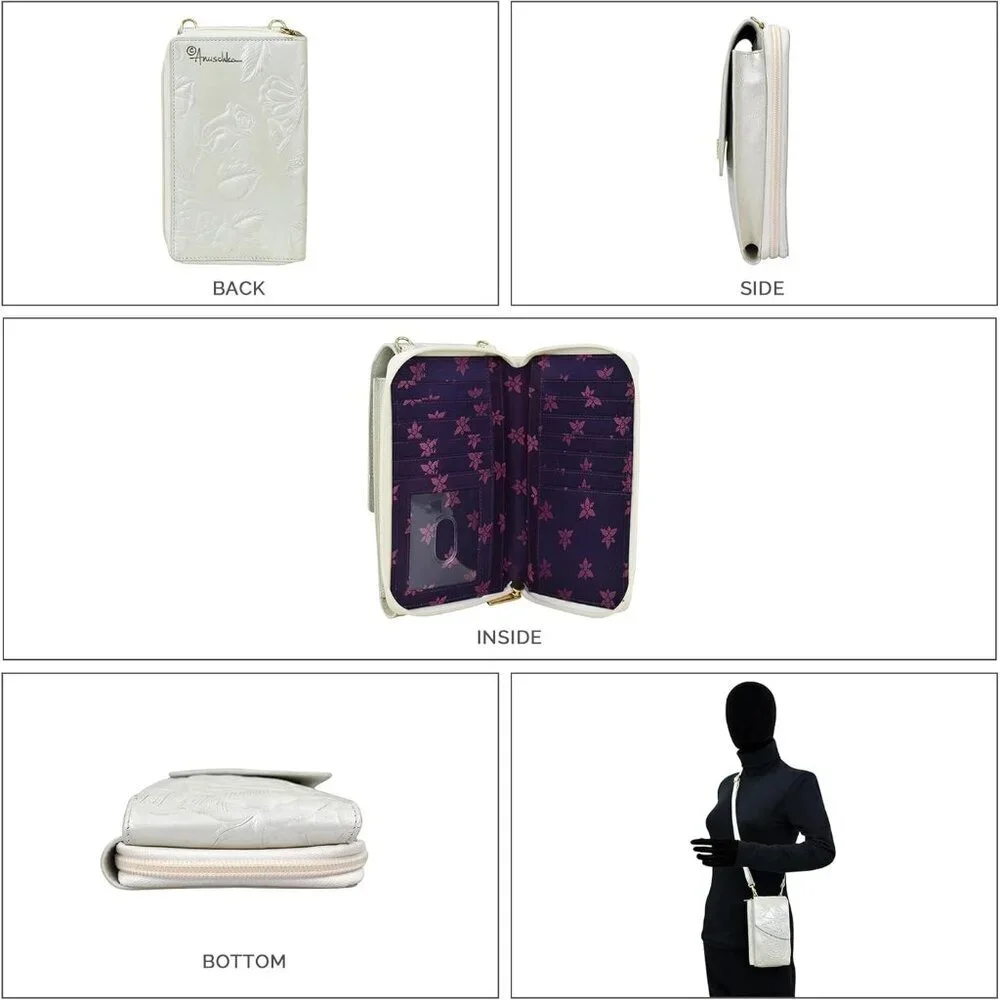 Leather Crossbody Phone Case with RFID Organizer and Hand-Painted Art